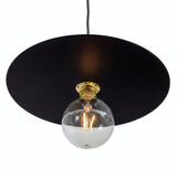 Flat disc lampshade in iron, Ø 40 cm, for E27 socket — Black