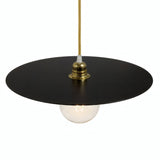 Flat disc lampshade in iron, Ø 40 cm, for E27 socket — Black