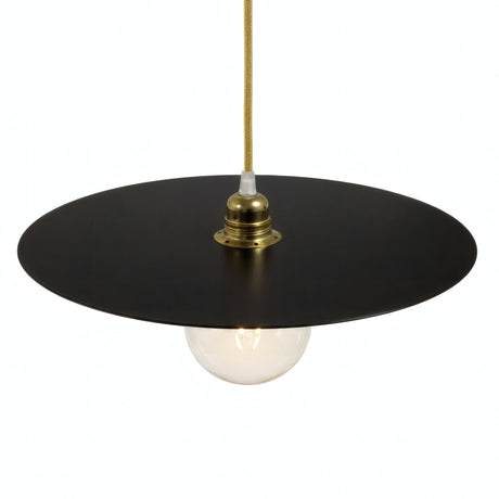 Flat disc lampshade in iron, Ø 40 cm, for E27 socket — Black