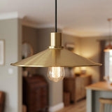 Flat enamelled metal lampshade Ø 30 cm for E27 socket — White and satin bronze