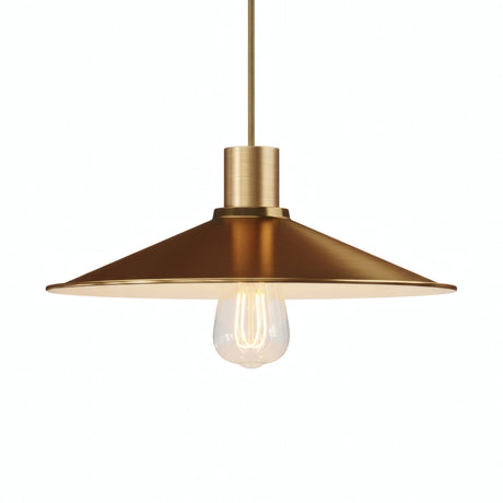 Flat enamelled metal lampshade Ø 30 cm for E27 socket — White and satin bronze