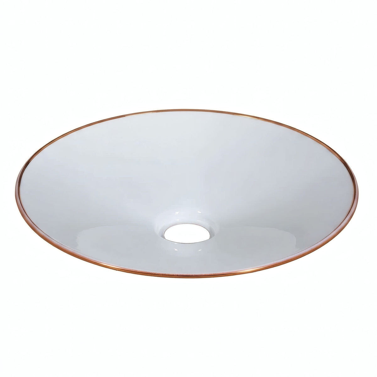 Flat enamelled metal lampshade Ø 30 cm for E27 socket — White and copper