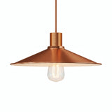 Flat enamelled metal lampshade Ø 30 cm for E27 socket — White and satin copper