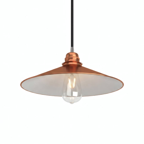 Flat enamelled metal lampshade Ø 30 cm for E27 socket — White and copper