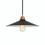 Flat enamelled metal lampshade Ø 30 cm for E27 socket — White and black