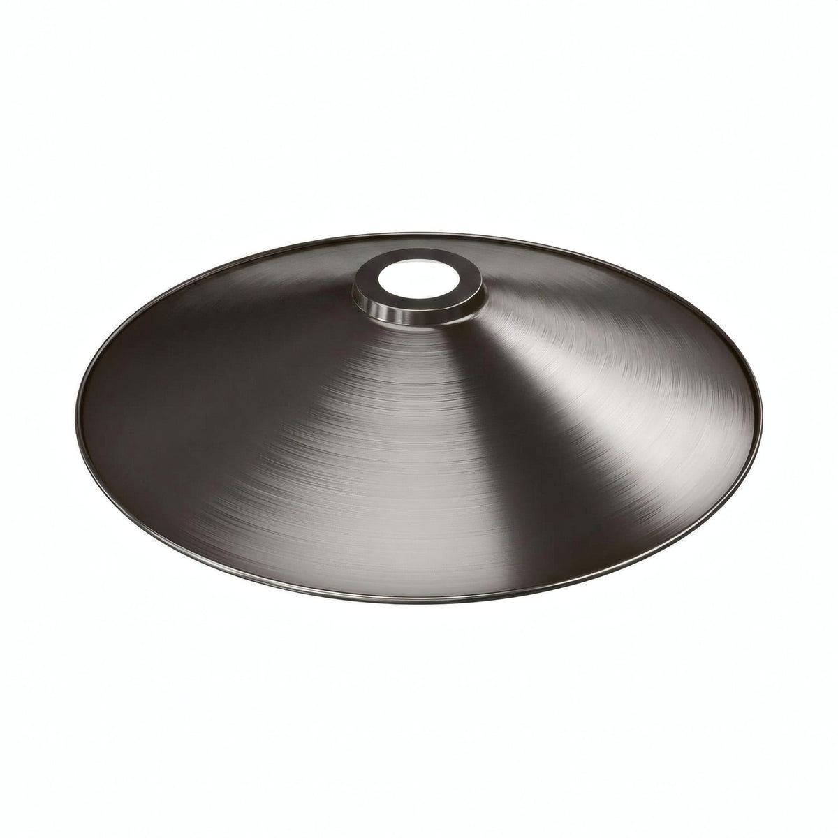 Flat enamelled metal lampshade Ø 30 cm for E27 socket — White and satin titanium
