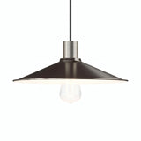 Flat enamelled metal lampshade Ø 30 cm for E27 socket — White and satin titanium