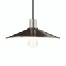 Flat enamelled metal lampshade Ø 30 cm for E27 socket — White and satin titanium