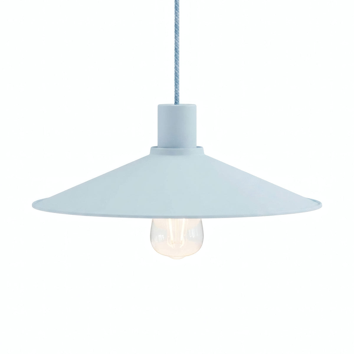 Flat enamelled metal lampshade Ø 30 cm for E27 socket — Sky blue