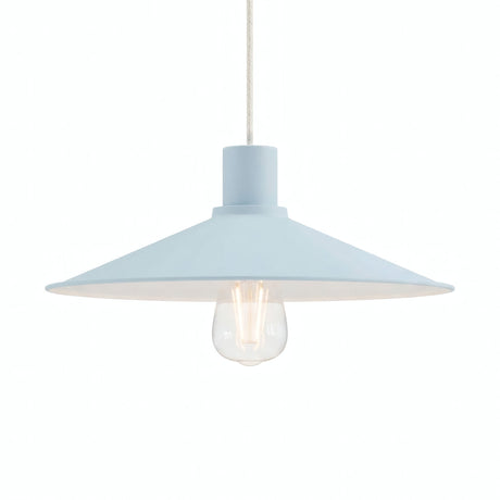 Flat enamelled metal lampshade Ø 30 cm for E27 socket — Sky blue