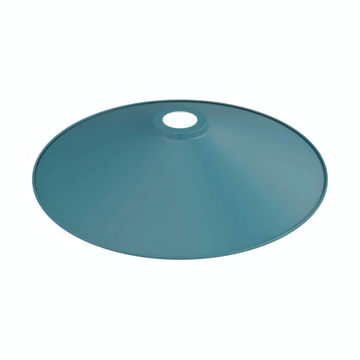 Flat enamelled metal lampshade Ø 30 cm for E27 socket — Petrol blue