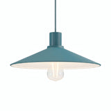 Flat enamelled metal lampshade Ø 30 cm for E27 socket — Petrol blue