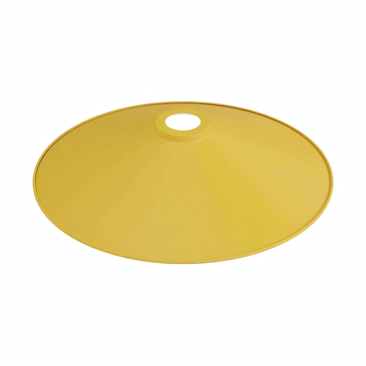Flat enamelled metal lampshade Ø 30 cm for E27 socket — Mustard yellow