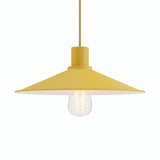 Flat enamelled metal lampshade Ø 30 cm for E27 socket — Mustard yellow