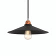 Flat enamelled metal lampshade Ø 30 cm for E27 socket — Black
