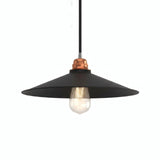 Flat enamelled metal lampshade Ø 30 cm for E27 socket — Black