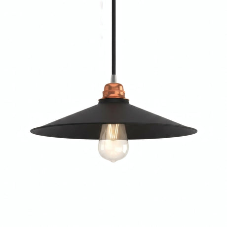 Flat enamelled metal lampshade Ø 30 cm for E27 socket — Black