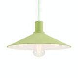 Flat enamelled metal lampshade Ø 30 cm for E27 socket — Meadow green