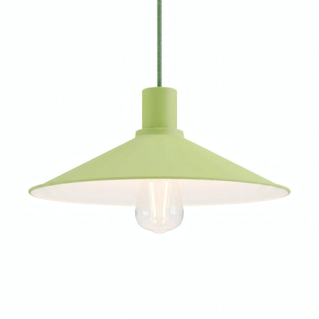 Flat enamelled metal lampshade Ø 30 cm for E27 socket — Meadow green