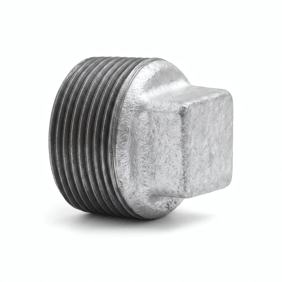 Male plug without shoulder in galvanised cast iron - product photo on white background 4