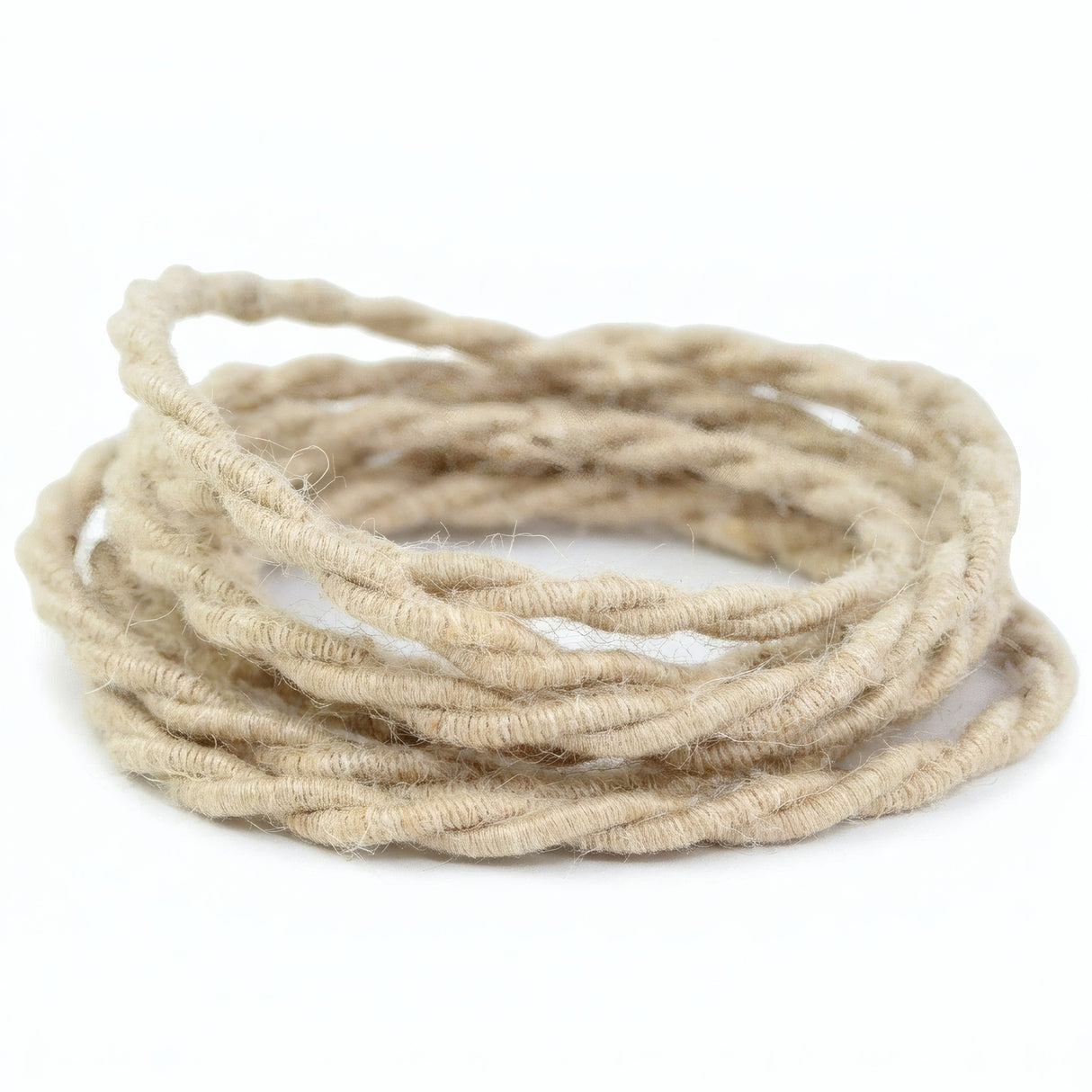 Twisted jute textile electrical cable - product photo on white background 7