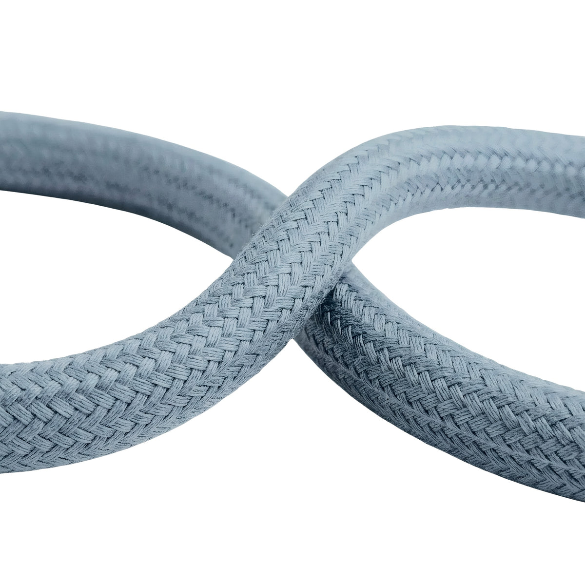 Round cotton fabric cable – Ocean blue, close-up of the coil