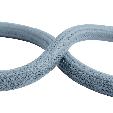 Round cotton fabric cable – Ocean blue, close-up of the coil