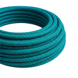 Round cotton fabric cable – Cerulean, close-up of the coil