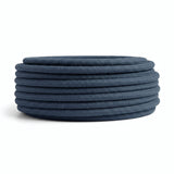 Round cotton fabric cable – Stone grey, side view of the coil