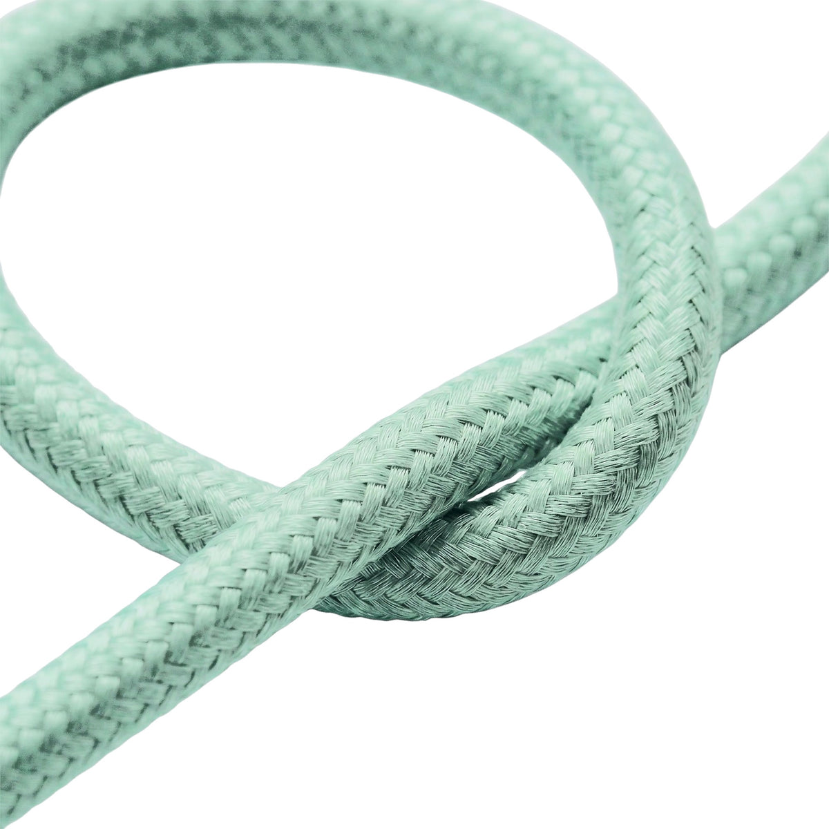 Round cotton fabric cable – Mint milk, braid detail