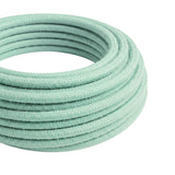 Round cotton fabric cable – Mint milk, close-up of the coil
