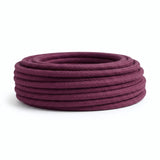 Round cotton fabric cable – Wine red, side view of the coil