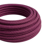 Round cotton fabric cable – Wine red, close-up of the coil