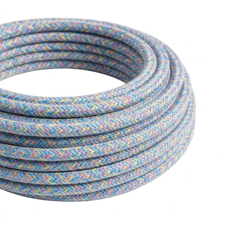 Round cotton fabric cable – Lollipop, close-up of the coil