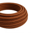 Round cotton fabric cable – Cinnamon brown, close-up of the coil