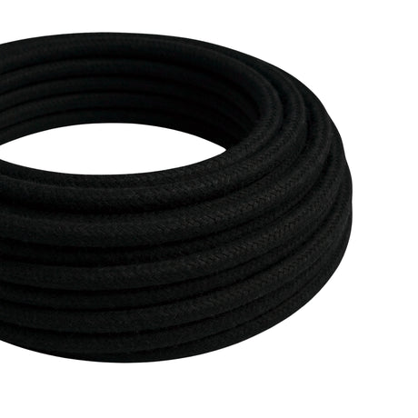 Round cotton fabric cable – Charcoal black