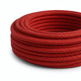 Round cotton fabric cable – Fire red, photo on white background
