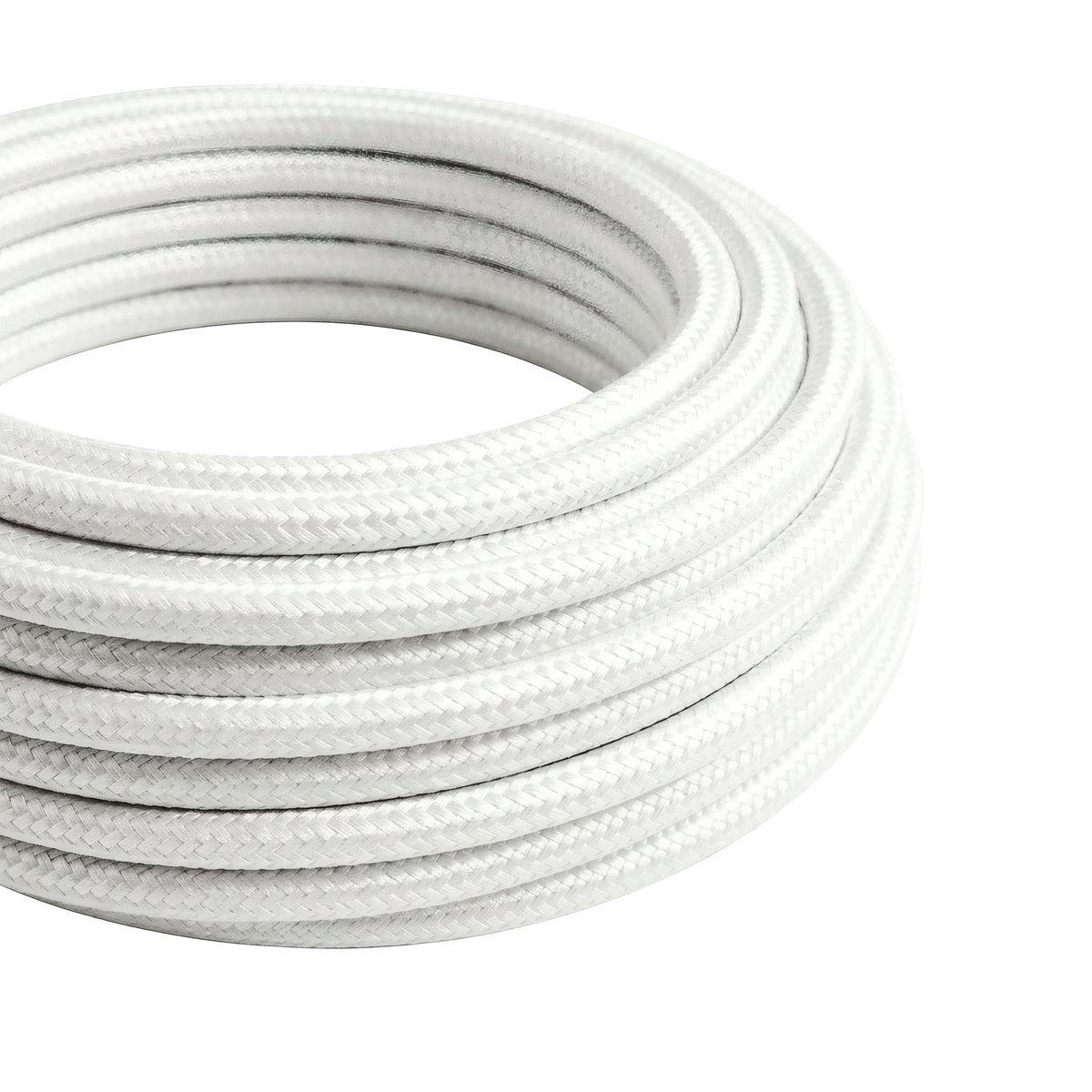 Round silk-effect fabric cable – Optical white