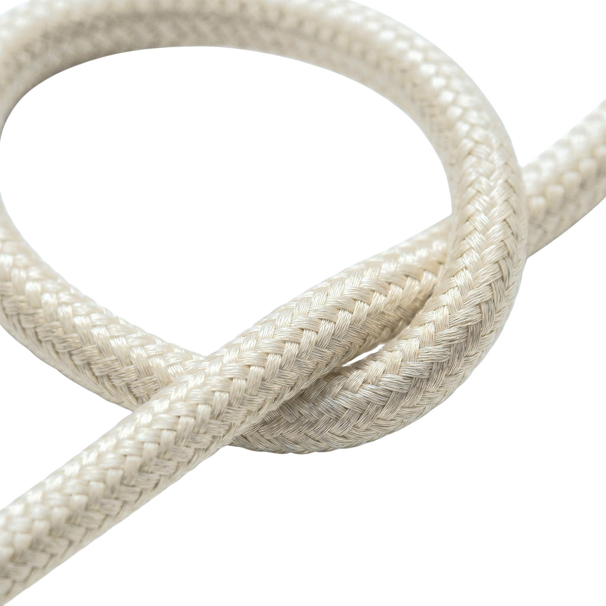Round silk-effect fabric cable – Pearl white