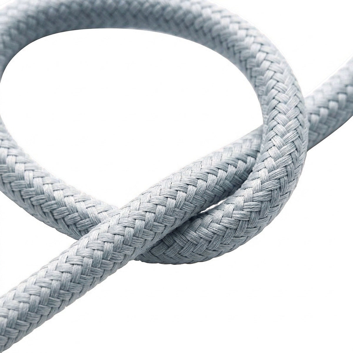 Round silk-effect fabric cable – Light blue-grey