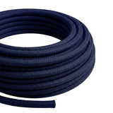 Round silk-effect fabric cable – Deep blue