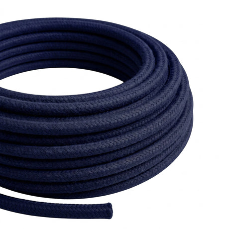 Round silk-effect fabric cable – Deep blue