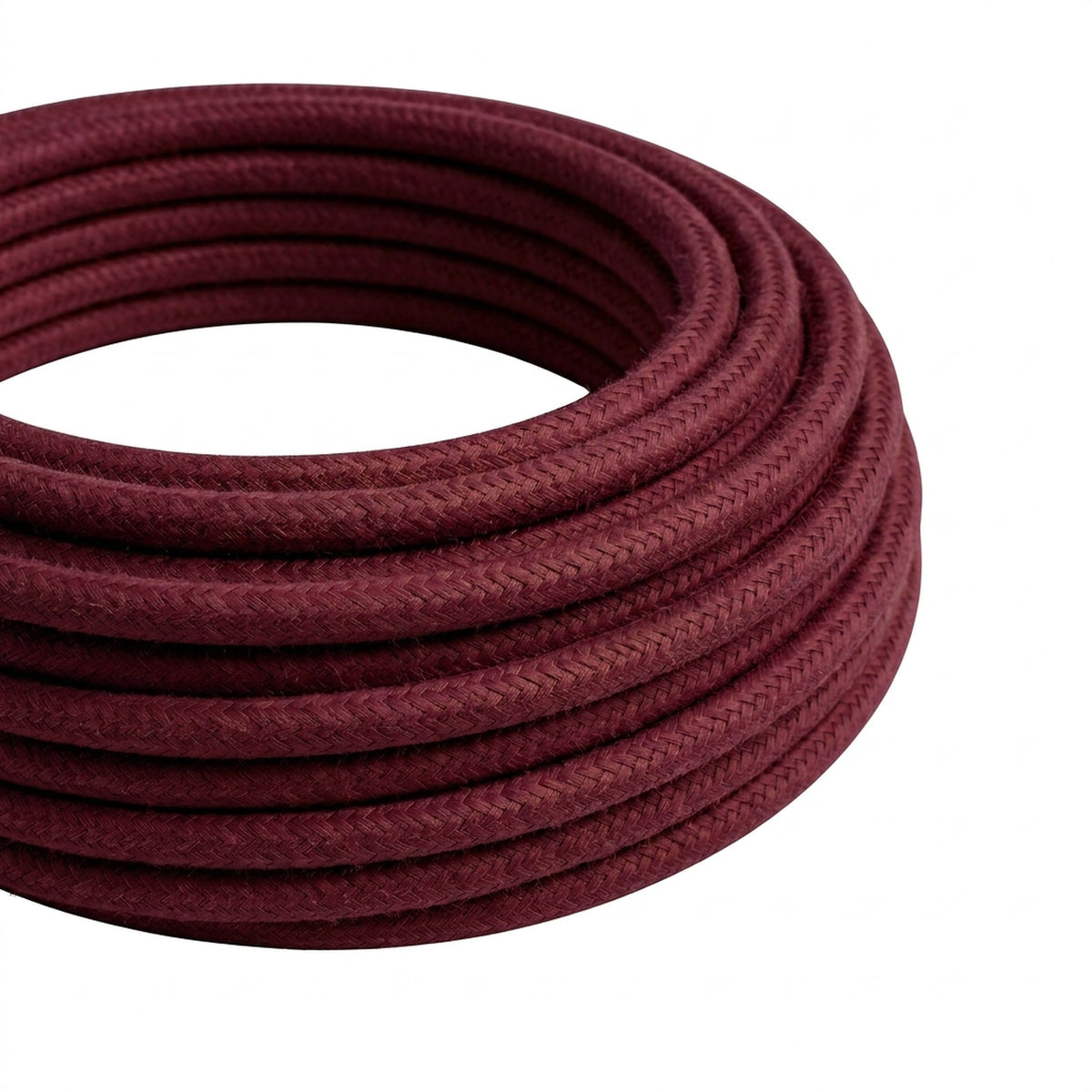 Round silk-effect fabric cable – Burgundy
