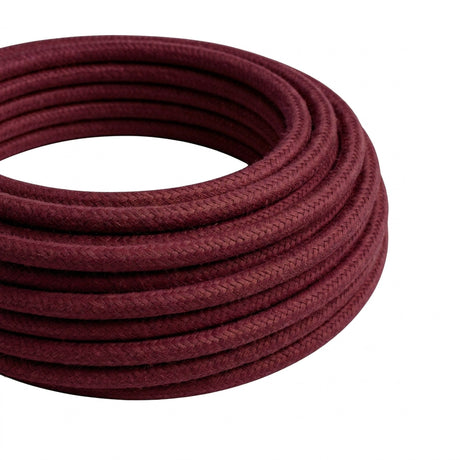 Round silk-effect fabric cable – Burgundy