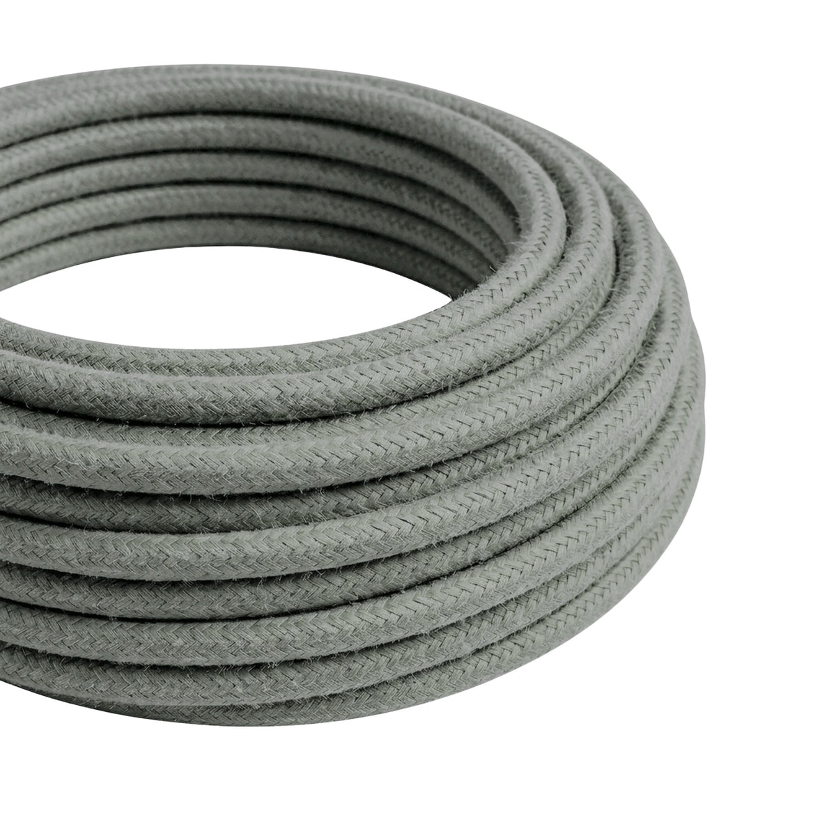 Round silk-effect fabric cable – Smoke grey
