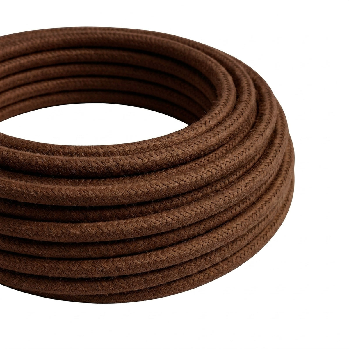Round silk-effect fabric cable – Espresso brown