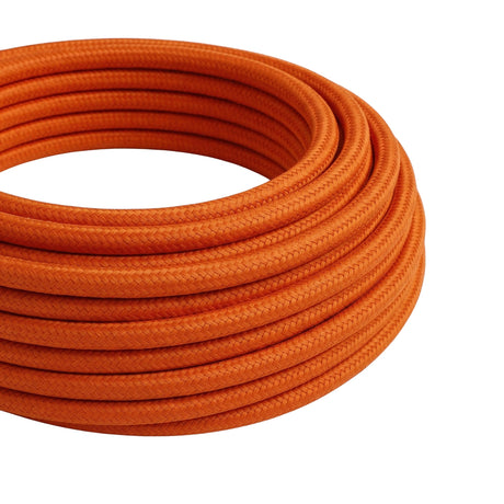 Round silk-effect fabric cable – Flame orange