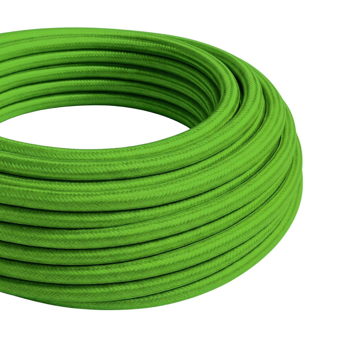 Round silk-effect fabric cable – Lime green