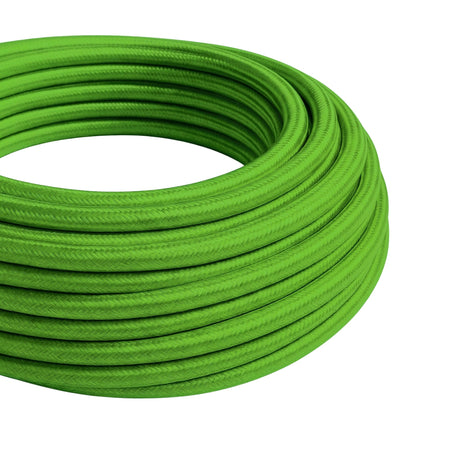 Round silk-effect fabric cable – Lime green