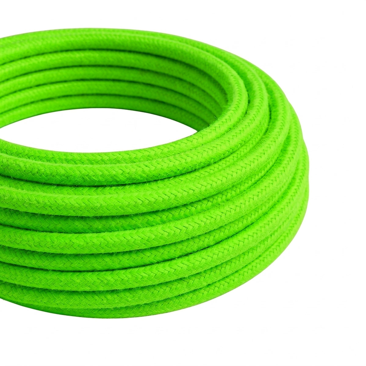 Round neon silk-effect fabric cable – Green